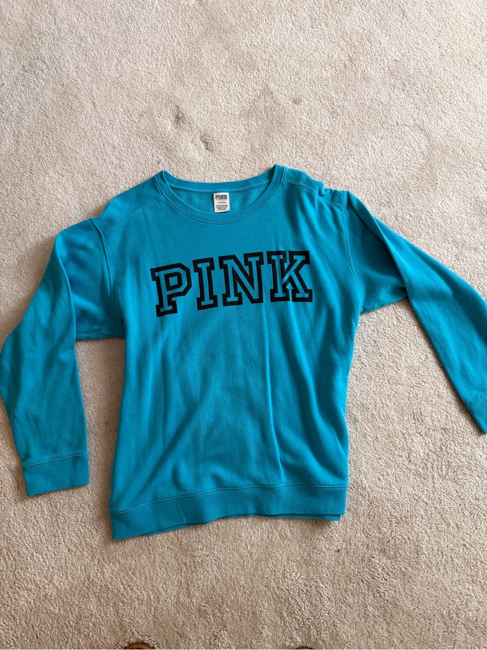 PINK Victoria's Secret Teal/Turquoise Crewneck Sweatshirt